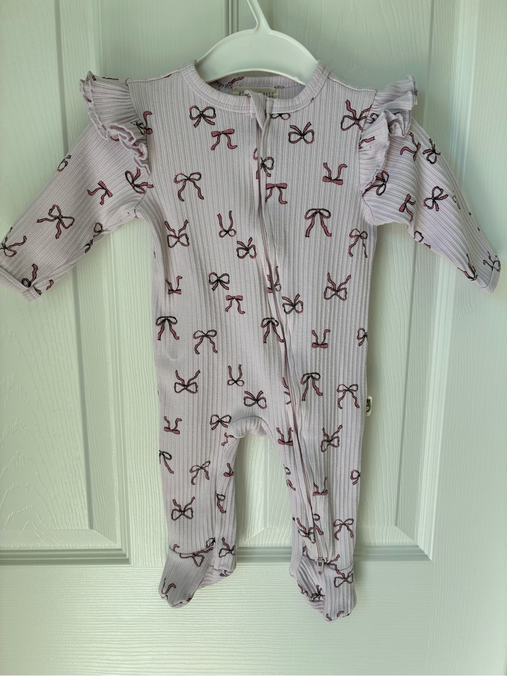 Sweet Bow-Print Lavender Footed One-Piece for Babies